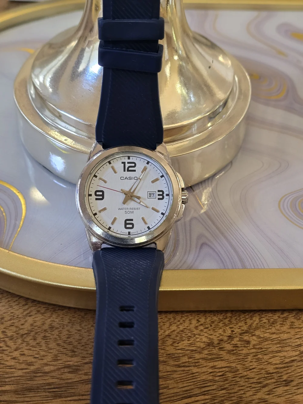 Casio Men’s Blue Strap Analog Watch - White Dial